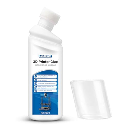 3D Printer Bed Adhesive, 3D Print Glue for Hot Bed Prevents Warping When Printing ABS, PLA, PETG, TPU on Various Build Plates Features Stronger Adhesion, No Residue - 110ml