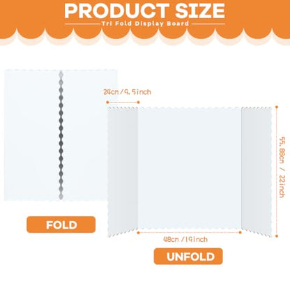 Henoyso 8 Pcs 22 x 38 Inch White Tri Fold Poster Board Bulk for Display - color: White, size: 22 x 38 Inch