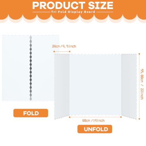 Henoyso 8 Pcs 22 x 38 Inch White Tri Fold Poster Board Bulk for Display - color: White, size: 22 x 38 Inch