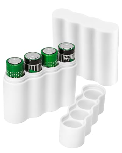 KEEPOW 2 Pcs Slimline AA Battery Storage Case Holder, White - size: 2*AA Battery Case