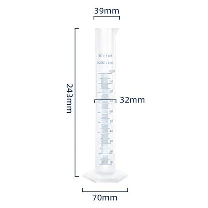 100ml Plastic Measuring Graduated Cylinder, Polypropylene Plastic, 2-Sided Marking, Ideal for Science, School and Home Lab, HUAOU, Pack of 1 - size: 100ml