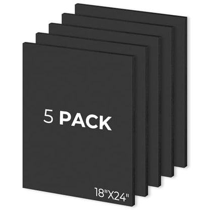 Mat Board Center 18x24 Black Foam Boards Pack of 5, 3/16" Thick - color: Black, size: 18x24