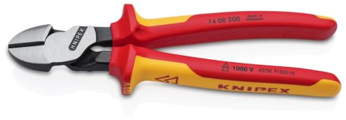 KNIPEX Tools 74 08 200 SBA InsulatedHigh Leverage Diagonal Cutters, 8-Inch - size: 8 inches