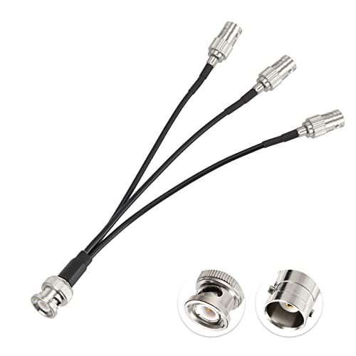 Eightwood BNC Splitter Cable 6in, BNC Male to Triple Female Adapter 50 Ohm - color: male to triple female
