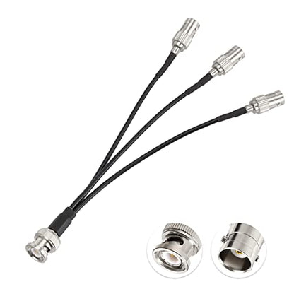 Eightwood BNC Splitter Cable 6in, BNC Male to Triple Female Adapter 50 Ohm - color: male to triple female