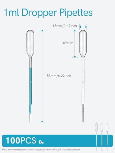 1ML Pipettes Dropper 100PCS, Disposable Plastic Transfer Pipettes - size: 1.0ml-100PCS