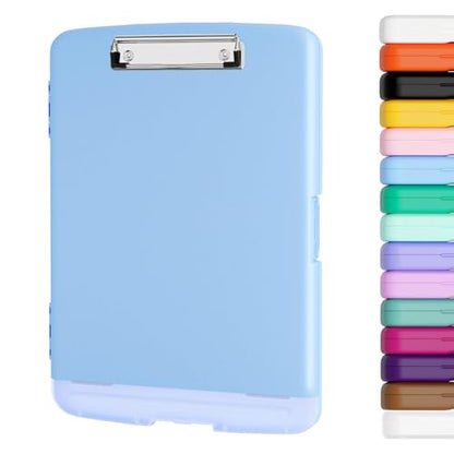 Piasoenc Clipboard with Storage, 8.5 x 11 Clip Board with Pen Holder, Blue - color: Dark Blue