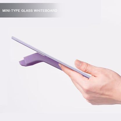 Small Glass Desktop Whiteboard with Clock, Mini Pure Glass Dry-Erase Purple - color: Clock Purple