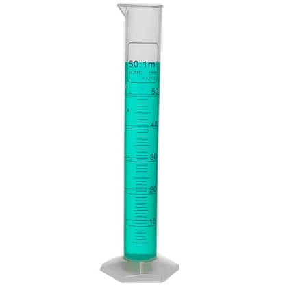 50ml Plastic Graduated Cylinder, Printed Graduations, Single Metric Scale, Polypropylene, Karter Scientific A-251Y1 (Pack of 100) - size: 50ML, style: Pack of 100