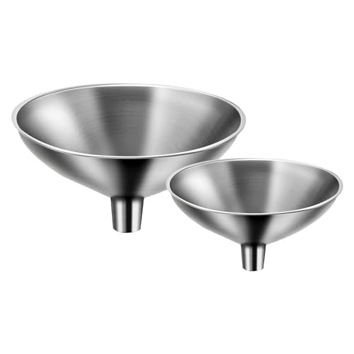 Serinar 2 Piece Small Stainless Steel Filling Mini Funnel, Flask Funnel, Large for Kitchen, Small for Flask, Essential Oil Delivery