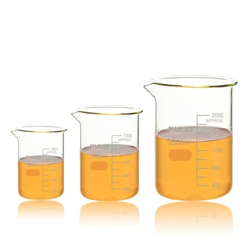 ULAB Scientific Glass Beaker Set, 3 Size of Vol. 500ml 1000ml 2000ml, 3.3 Borosilicate Griffin Low Form with Printed Graduation, UBG1028 - style: Vol. 500ml 1000ml 2000ml