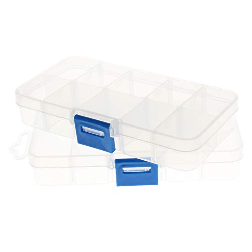 Utoolmart 2 Pcs Tool Box Tool Organizer, Plastic Hardware Box Storage for Hardware, Screws, Bolts, Nuts, Nails, Beads, Jewelry 5.1 x 3 x 1 inches Translucent - size: G130 Part box 2pcs
