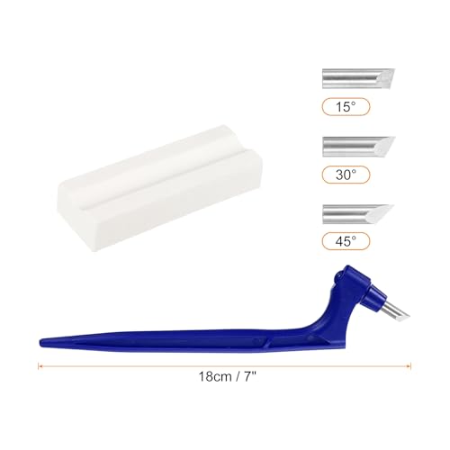 HARFINGTON Craft Cutting Tools 15/30/45 Degree Blades 360 Degree Rotating Blade Stainless Steel Cutter Pen Knife with Sharpening Stone for DIY Crafts Stencils Scrapbooks, Blue - color: Blue