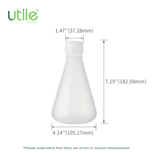 Utile Plastic Erlenmeyer Flask Set with Screw Caps, 6pcs of Vol.500ml Scientific Conical Flask Laboratory Flask, with Molded Graduations, 4023.0671.6 - size: 6 pcs of 500ml