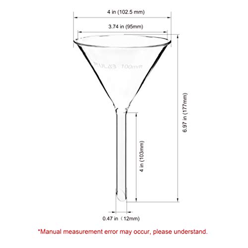 ULAB Scientific 100mm Glass Funnels, Short Stem Diameter 13mm, 3.3 Borosilicate Glass, Heavy Wall, Pack of 2, UGF1010 - color: 100mm, Pack of 2