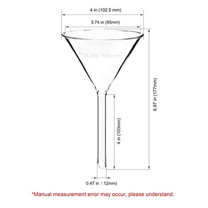 ULAB Scientific 100mm Glass Funnels, Short Stem Diameter 13mm, 3.3 Borosilicate Glass, Heavy Wall, Pack of 2, UGF1010 - color: 100mm, Pack of 2