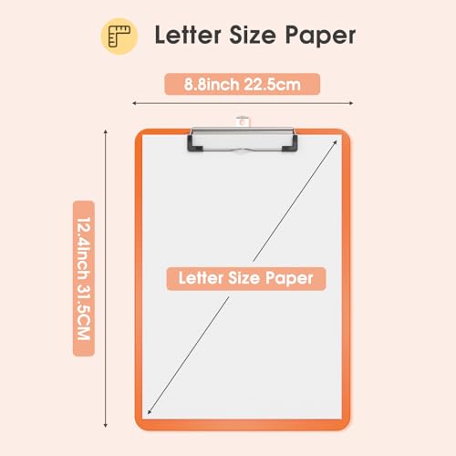 Plastic Clipboards, Orange 8.5x11 Clip Board - color: Orange
