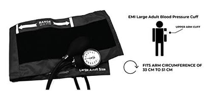 EMI EBL-430 Black Sprague Stethoscope and Large Adult Cuff (See Large Cuff Size: 33 cm to 51 cm | 13 inch to 20 inch) Aneroid Sphygmomanometer Manual Blood Pressure Set - size: Large Adult Cuff Set - Black