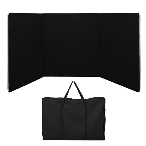 3-Panel Tabletop Display Presentation Board, 72 x 20 Foldable Trifold Poster Board with Bag,Double Sided Table top Exhibition Board, No Plastic Edging,Black Hook & Loop-Receptive Fabric