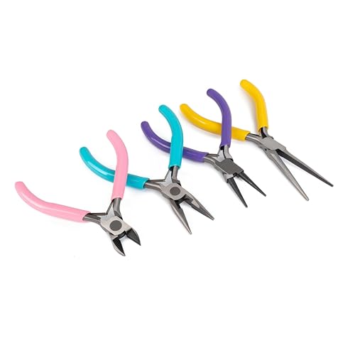 8 PCS Jewelry Pliers Set,Mini 4.5’’ Jewelry Making Tools with Storage Pouch, Stainless Steel Precision Pliers for Bracelet Beading DIY Craft Jewelry Making Supplies - color: Chrome