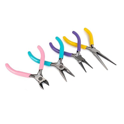 8 PCS Jewelry Pliers Set,Mini 4.5’’ Jewelry Making Tools with Storage Pouch, Stainless Steel Precision Pliers for Bracelet Beading DIY Craft Jewelry Making Supplies - color: Chrome