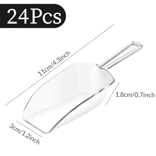 Jinei 24 Pcs 4.3" Clear Plastic Scoops Bulk Multi Purpose - size: 4.3"