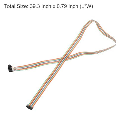 MECCANIXITY 1 Pcs IDC Rainbow Wire Flat Ribbon Cable FC-Female to 16P 39.3 Inch Length 2.54mm Pitch Breadboard Jumper Wires for Electronic Projects - size: 39.3 Inch, style: 16 Pin