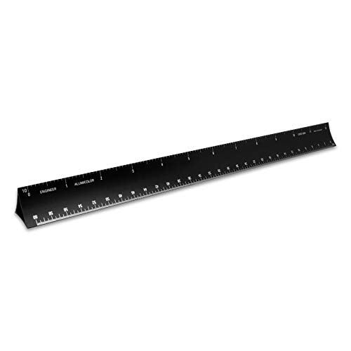 Alumicolor 12-inch Aluminum Engineer Hollow Scale for School, Office, Art and Drafting, 12IN, Black - color: Black, size: 12IN, style: Engineer