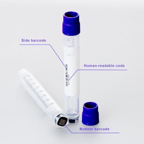 Multi-Coded Cryovials 5.0 ml, 500 Pcs, External Thread, White Caps - color: White, size: 5.0ml