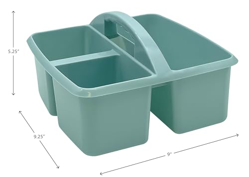 Teacher Created Resources Calming Blue Portable Plastic Storage Caddy 6-Pack for Classrooms, Kids Room, and Office Organization, 3 Compartments