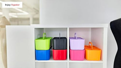 Small Stackable and Portable Simple 6-Compartment Caddy - Made In USA (Orange) - color: Orange