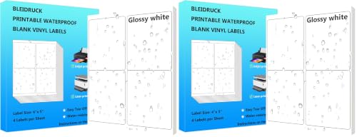 Glossy White Waterproof Sticker Shipping Labels, 4" x 5" 4 Up Vinyl Address Lalebs for Laser or Inkjet Printers, 20 Sheets 80 Total Permanent Adhesive Labels (Pack of 2) - size: 4 inches x 5 inches (Pack of 2)