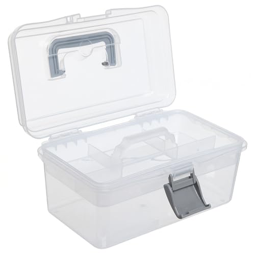 MyGift 10.2 Inch Transparent Plastic Empty Arts and Crafts Tackle Box