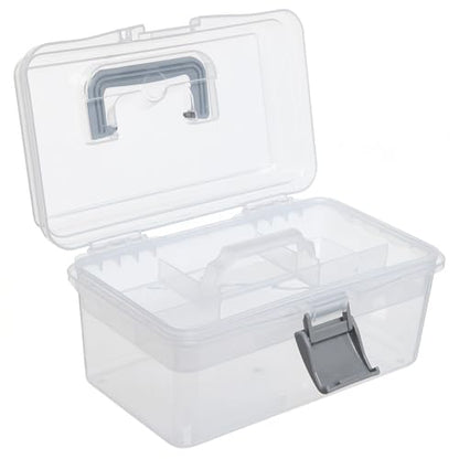 MyGift 10.2 Inch Transparent Plastic Empty Arts and Crafts Tackle Box