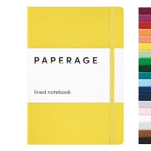 PAPERAGE Lined Journal Notebook, Hardcover Journal for Women & Men, 160 Pages, (5.6 in x 8 in), College Ruled Journaling Notebook for Work, School Supplies & Note Taking, (Yellow) - color: Yellow, style: A. Lined