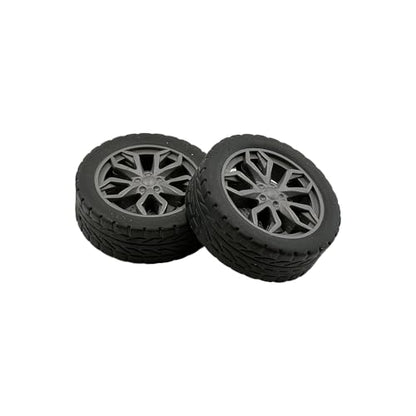 10PCS Toy Wheel Model Car Wheel with 5PCS Round Rod Shaft Axles for DIY Model Toy RC Car Truck Robot Building Project (2.5x38mm) - style: 2.5x38mm