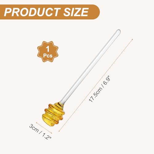 uxcell Glass Honey Stirring Rod, 7" Spiral Non-Drip Honey Dipper - color: Golden Yellow