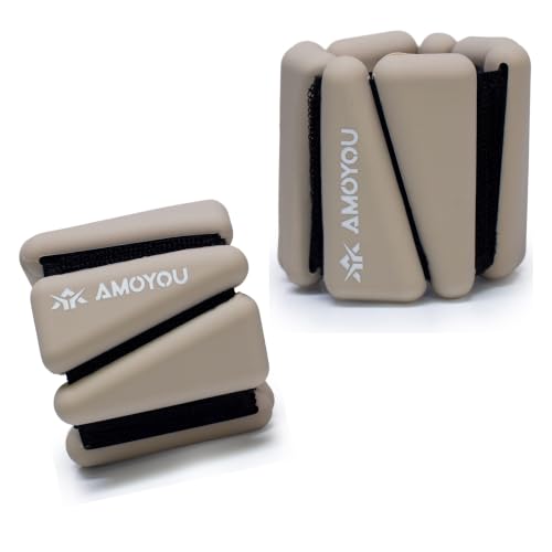 Wrist & Ankle Weights for Women – 2 lb Total, 1 lb Each | Weighted Bangles - color: Beige