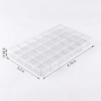 4 Pack 28 Grids Clear Plastic Organizer Box,Small Compartment Organizer for Jewelry,Art Craft,Bead Storage Containers