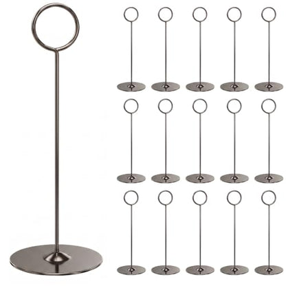 Urban Deco 16 Pieces Table Card Holder 8 inches Table Number Holders Place Steel Card Holders for Photos, Food Signs, Memo Notes, Weddings, Restaurants, Birthdays (Black) - color: Black