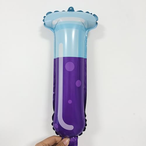 Science Party Decoration Balloons Set,Chemical Lab Birthday Decorations with Purple Flask/Flame/Test Tube/Checkered Balloons，STEM Theme Party Supplies for Kids Science Birthday & Classroom Events