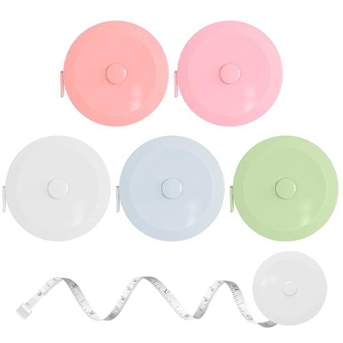 Measuring Tapes for Body Measurements, 5 Pack Soft Tape Measure 60-Inch & 1.5 Meter Dual Sided Measuring Tape Retractable, Craft Tailor Fabric Cloth Sewing Weight Loss Body Measuring Tape