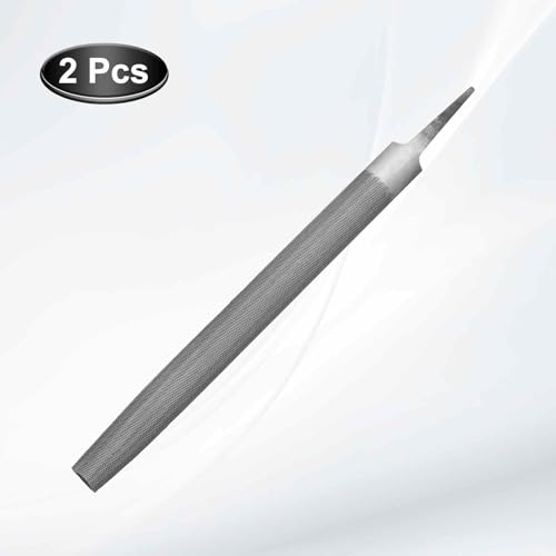 HARFINGTON 2pcs 14" Half Round Medium Cut File Double Cut Teeth Bastard Metal File High Carbon Steel T12 without Handle for Metal Wood Tool Sharpener, Gray - size: 14"