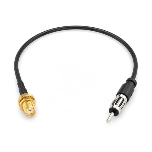 SMA Female to AM/FM Male Adapter RG174 Coax Cable 12 inches Pigtail Jumper RF coaxial Cable for Radio Antenna