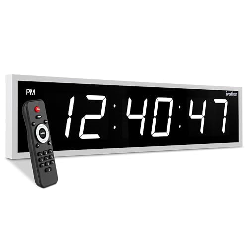 Ivation Oversized Digital Wall Clock with Large LED Display & Timer, 24" - color: White, size: 24" Inch