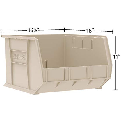 Akro-Mils 30270 AkroBins Plastic Hanging Stackable Storage Organizer Bin, 18-Inch x 16-Inch x 11-Inch, Stone, 3-Pack - color: Stone