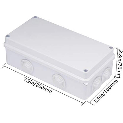 Zulkit Junction Box ABS Plastic Dustproof Waterproof IP65 Universal Electrical Boxes Project Enclosure White 7.9 x 3.9 x 2.8 inch (200 x 100 x 70mm) - size: 7.9" x 3.9" x 2.8"
