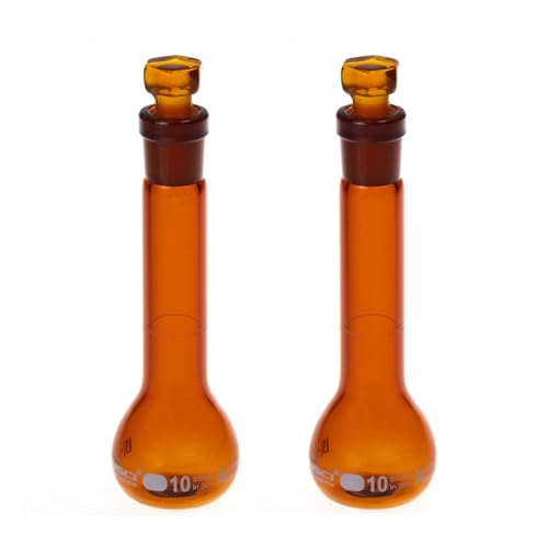 2PCS 10ML Volumetric Flask, Class A, Glass Stopper for Laboratory - color: Amber Glass, size: 10ML