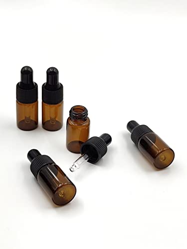 15Packs 3ml Tiny Amber Glass Mini Dropper Bottles for Essential Oils, Cosmetics, and Liquid Small Empty Travel Sample Vials with Dropper and Black Caps - size: 3ml