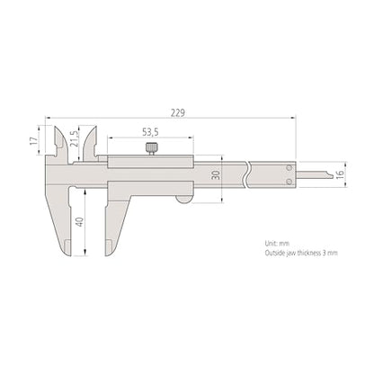 Mitutoyo 530-104 Vernier Caliper, 0.05mm-1/128" Graduation, 0-150mm/0-6" Range, +/- 0.05mm Accuracy